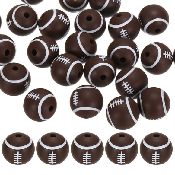 25-Pack Cuentas de Balón Deportivo 12mm Marrón Redondas Sueltas de Goma Rugby para Manualidades/ Pulsera/ Collar