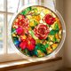 thumbnail image 3 of Atrapasueños de acrílico con forma de rompecabezas para colgar en la ventana | Atrapasueños redondo de vidrieras florales para uso interior y exterior, 3 of 7
