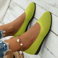 thumbnail image 4 of Dakaela Ballerines pour Femmes à Bout Rond en Tricot à Enfiler Ballerines de Marche Mocassins à Petit Talon Compensé Vert 9.5, 4 of 8