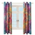 thumbnail image 3 of Kaleidoscope Mandala Colorful Floral Boho Window Curtains for Bedroom Colorful Printed Window Drapes Blackout Thermal Insulated Grommet Window Treatment 2 Panels Set, 3 of 5
