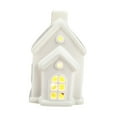 thumbnail image 2 of GUOOL Christmas Miniature House Statue Ceramic Small House Figurine with Light Christmas Decor, Desktop Ornament for Home, Festival B, 2 of 9