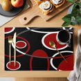 thumbnail image 2 of Black Red Placemats Set of 4, White Circle Geometric Abstract Texture Placemats for Dining Table, Place Mats for Kitchen Tabletop, Waterproof Wipeable Dining Table Mats Set, 2 of 9