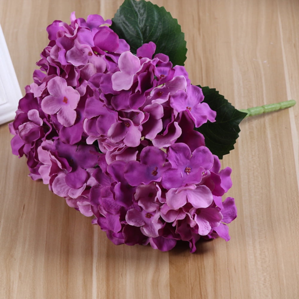 5 Heads Artificial Hydrangea Silk Flowers with Stems for Wedding Home ...
