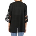 thumbnail image 7 of KingShop Kimono Cardigans V Neck Chiffon Open Front Mesh Panel Blouse 3/4 Sleeve Kimono Cardigan Blouse Tops Cardigan Beach Cover up, 7 of 7