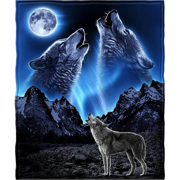 Kuscheln Howling Wolves Fleece Blanket - 50 x 60 Soft Plush for Men, Women, and Kids - Cozy With Wolf Design for Home Decor, Camping, or Outdoor Use - Gift for Wolf Lovers
