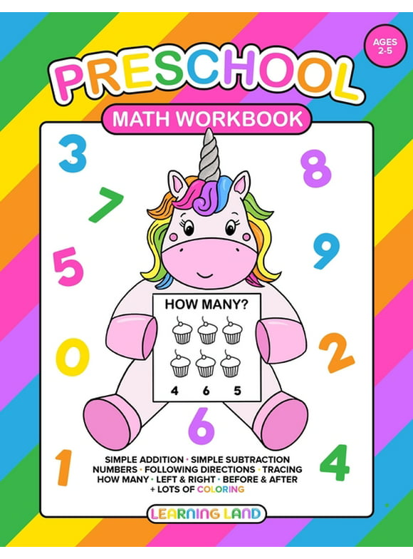 Learningland Workbooks: Preschool Math Workbook: For Toddlers Ages 2-4: Beginner Math Preschool Learning Book with Number Tracing, Simple addition and subtraction. Fun Math Coloring Activities for 2,