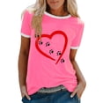 thumbnail image 2 of GERsome Valentines Day Cute Dog Paw Print T-Shirts Love Heart Short Sleeve Shirts Women's Casual Dog Lover Tee Blouse, 2 of 6