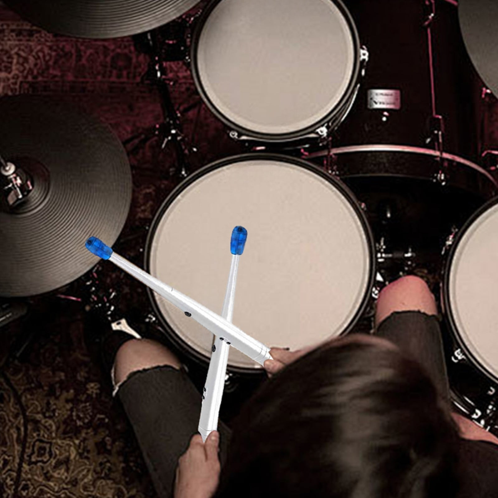 Electronic Air Drumsticks 1 Pair, Adjustable Sensitivity Light Up Drumsticks with Rock Beat Sound, Portable Digital Drum Sticks for Kids Adults Beginners, Percussion Instrument Tool