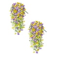 thumbnail image 2 of 2 Pcs Artificial Pansy Hanging Vine, 29.53" UV Resistant Hanging Flowers for Outdoors, Faux Silk Violet Flowers with Eucalyptus Leaves, Fake Wall Floral for Indoor Patio Porch Garden, Fall Decor, 2 of 4