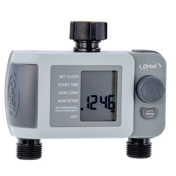 Orbit 2 Outlet, Programmable Digital Irrigation Watering Sprinkler Timer, for Outdoor Hose Faucet