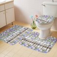 thumbnail image 4 of Purple White Floral Bathroom Rugs Set Watercolor Spring Butterfly Lavender Wood Fence Grey Plaid Non Slip Absorbent Bath Mats 3 Piece Set, U-Shaped Floor Mat, Toilet Seat Cover Small Size, 4 of 9