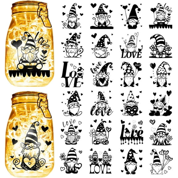 1set 24pcs 24 styles PVC Self Adhesive Stickers Waterproof Embossed Decals for DIY Scrapbooking Card Making Gnome 100x90mm 1pc/style