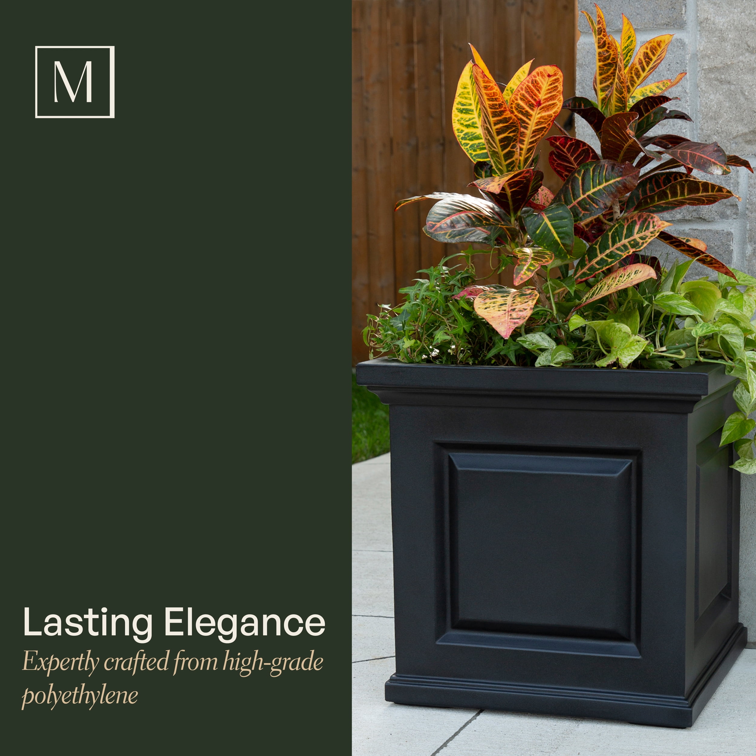 Mayne Nantucket 20" x 20" x 20" Square White Self Watering Plastic Planter