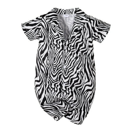 

Baby Boy Clothes Newborn Baby Boys Summer Bodysuits 3 Months Baby Boys Short Sleeve Zebra Prints Bodysuits Black