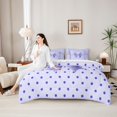thumbnail image 4 of Erosebridal Girls Purple Ribbon Bow Bedding Comforter Set 7pcs,Kids Teens Vintage Polka Dots Queen Bedding Sets,Lightweight Room Decor, 4 of 6