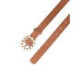 thumbnail image 2 of INSPIRE CHIC Women's Pearl Waistband Skinny Leather Adjustable Pin Buckle Belt for Jeans Dresses Pants 29.53"-35.43" Camel, 2 of 4