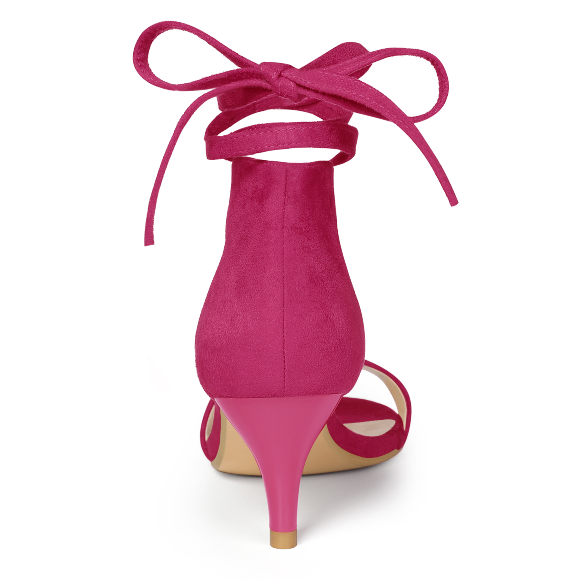 DARING DIVA Women's Casual Stylish Lace Up Black Sandals with Kitten Heel Hot Pink 10