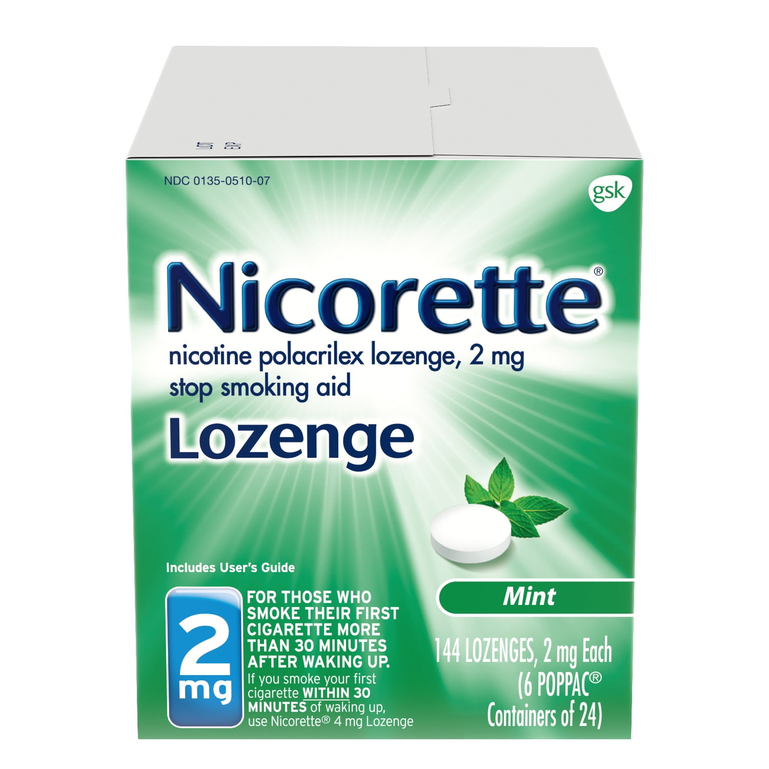 Nicorette Nicotine Lozenges To Stop Smoking, 2mg, Mint Flavor - 144 ...