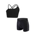 thumbnail image 6 of Miutii Kids Girls Sports Yoga Workout Outfits Backless Tank Top Camisole Vest with V-Front Waistband Black 14, 6 of 9