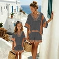 thumbnail image 4 of WERYOUNG Girls Bohemian Summer Outfits V Neck Half Sleeve Striped Tops Elastic Waist Shorts With Striped Headband Kids Beach Vacation Sets Stylish Clothes Sets 3-4 Years, 4 of 5