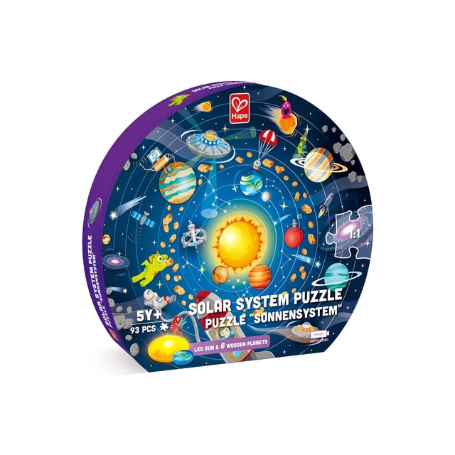 Sistema solar en forma de rompecabezas redondo con LED brillante para niños mayores de 5 años