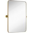 thumbnail image 2 of Gold Metal Surrounded Round Pivot Mirror | Silver Backed Adjustable Moving &amp; Tilting Wall, 2 of 10