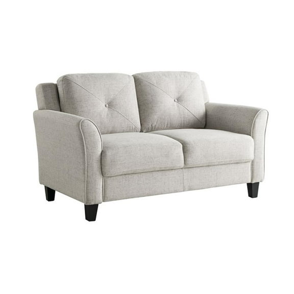 Pemberly Row Contemporary Loveseat in Beige Fabric Upholstery