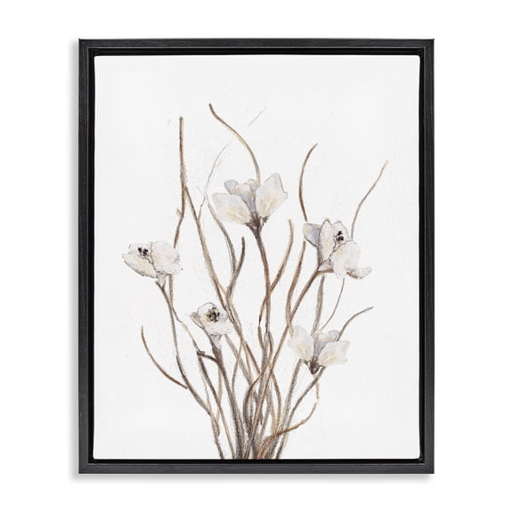 Stupell Industries Curly Floral Branches Black Framed Floater Canvas Wall Art, design by Lanie Loreth