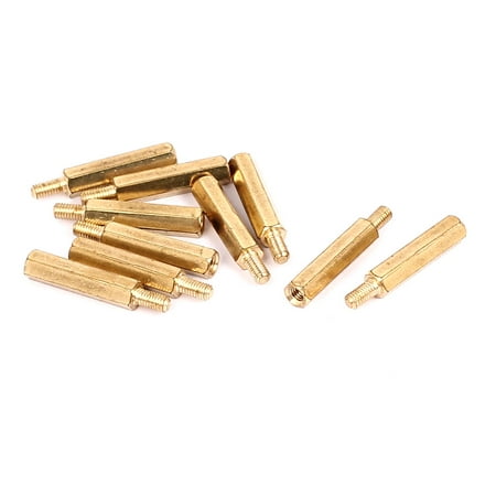 

M3x19mm+6mm Male to Female Thread 0.5mm Pitch Brass Hex Standoff Spacer 10Pcs