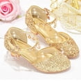 thumbnail image 4 of hoksml Girls Glitter Princess Heels with Star Ankle Strap, Sparkly Low Heel Dress Shoes for Wedding Party Pageant and Holiday Wear, 4 of 6