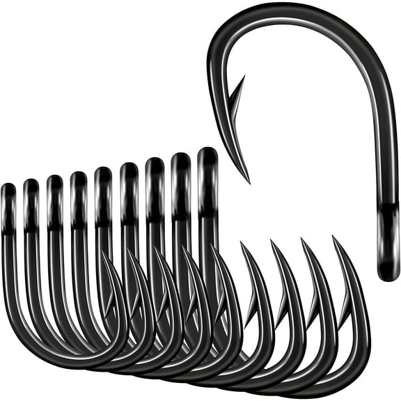 BLUEWING Big Game Live Bait Hooks Cutting Point Fishing Hooks High Carbon Steel Hooks Extra Sharp Fish Hooks for Freshwater Saltwater Fishing, Size 5/0, 25pcs