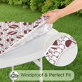 thumbnail image 5 of Brown Footballs with Stars Pattern Round Fitted Tablecloth with Elastic Edge,Dining Table Cover Waterproof,Outdoor Round Tablecloth for Camping,Dining,Indoor and Outdoor, 5 of 7