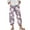 Purple, variant on Plus Size Women's Cropped Pants Elastic Waist Floral Print Breathable Sports Pants Size L(8)Mint Green