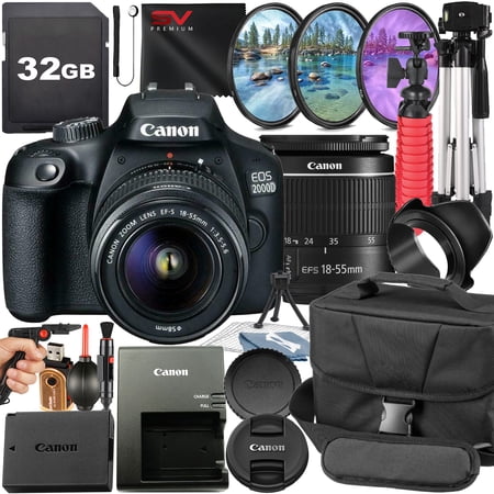 Canon EOS 2000D / Rebel T7 DSLR Camera Bundle with 18-55mm Lens + 32GB Card + Case + Filter + SV Premium Accessory (International Verson)