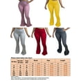 thumbnail image 3 of Frontwalk Ladies Flare Pant High Waist Trousers Elastic Waisted Bell Bottom Women Casual Pants Tummy Control Claret 3XL, 3 of 3