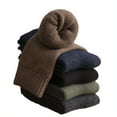 thumbnail image 3 of Dsseng 4pcs Men‘s Thick Warm Crew Socks - Solid Color  Cozy Polyester Blend for Fall & Winter, 3 of 7