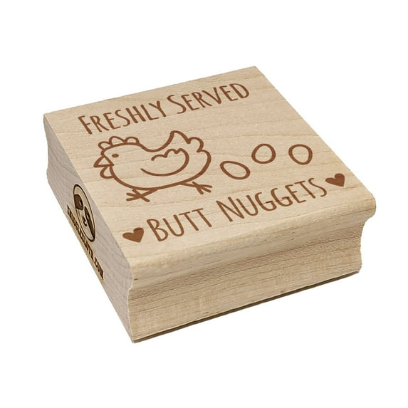 Freshly Served Butt Nuggets Chicken Laying Eggs Square Rubber Stamp Stamping Scrapbooking Crafting - Large 2.75in
