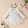 thumbnail image 4 of Girls Jumpsuit Baby Girl Boho Outfits Lace Ruffle Romper Dress Jumpsuit Bodysuit Photoshoot Outfit Baby Romper White 0 Months-3 Months, 4 of 7