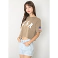 thumbnail image 4 of Women's Loose 4th of July USA Patriotic Crop Tops Short Sleeve&nbsp;American Flag Shirts, Khaki, Large, 4 of 6