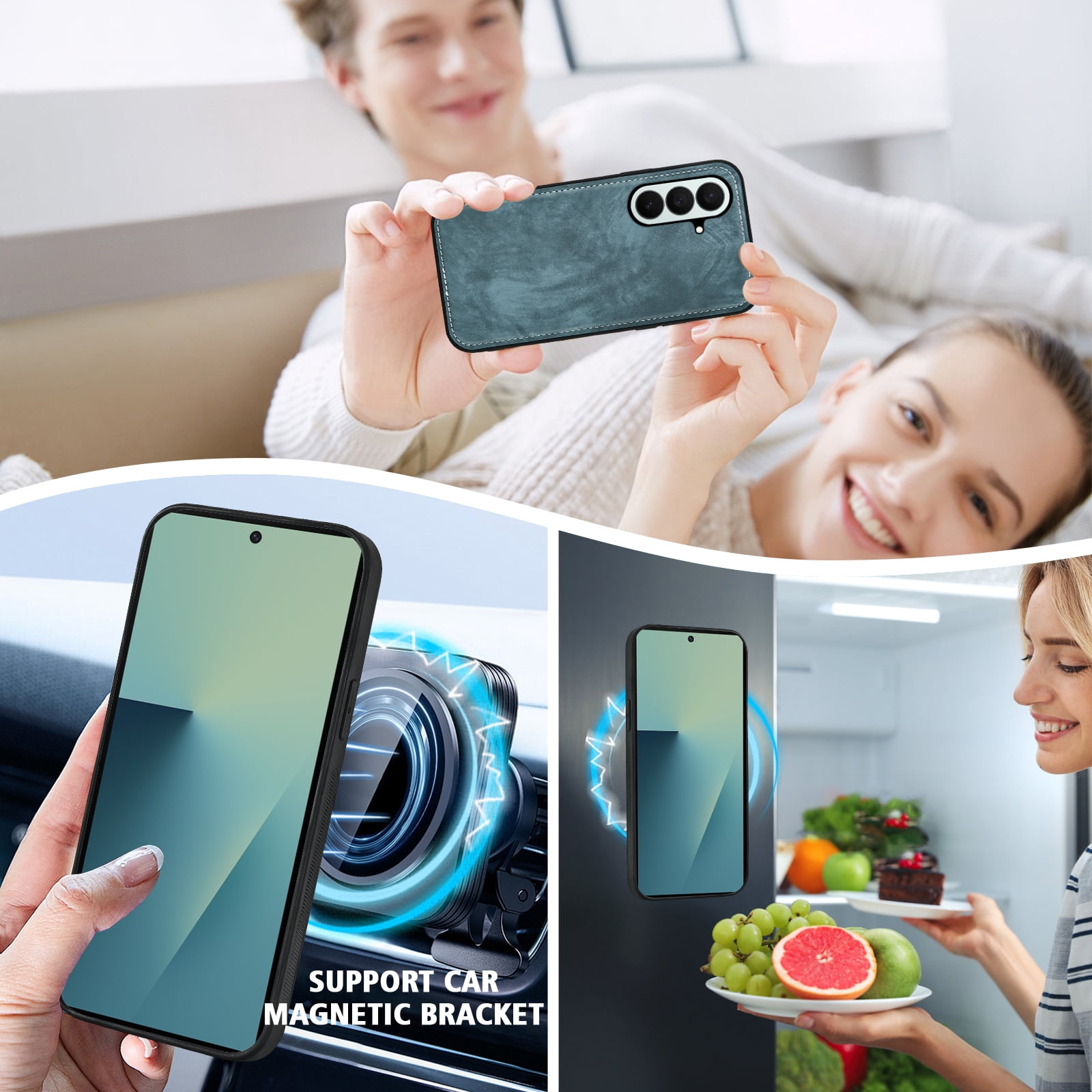 Asuwish Phone Case for Samsung Galaxy Z Fold 7 Zipper Wallet Detachable Cell Cover Crossbody Lanyard Strap Flip Card Holder ZFold Z7 G Fold7 7Z Women Girls Blue