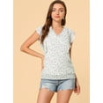 thumbnail image 3 of INSPIRE CHIC Blouse à Volants pour Femmes Florale Décontractée Col en V Manches Courtes, 3 of 6