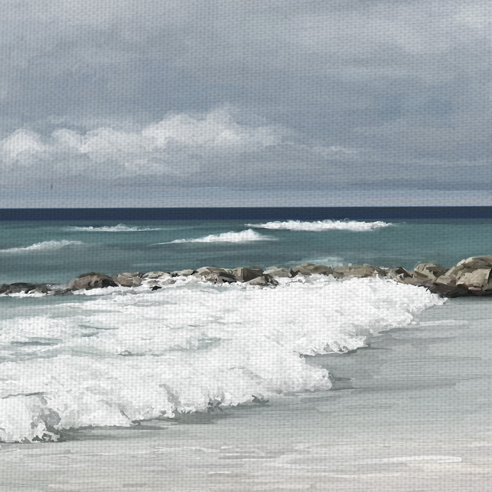 Masterpiece Art Gallery Surfside Light Ocean Spray by Studio Arts Canvas Art Print 17" x 34"