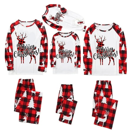 

Family Matching Pajamas Pants Set 18 Month Boy Pajamas Cute Printed Top + Plaid Pants Sleepwear Holiday