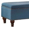 thumbnail image 4 of Fabric Upholstered Wooden Storage Bench With Nail head Trim Large Blue and Brown - Saltoro Sherpi, 4 of 5