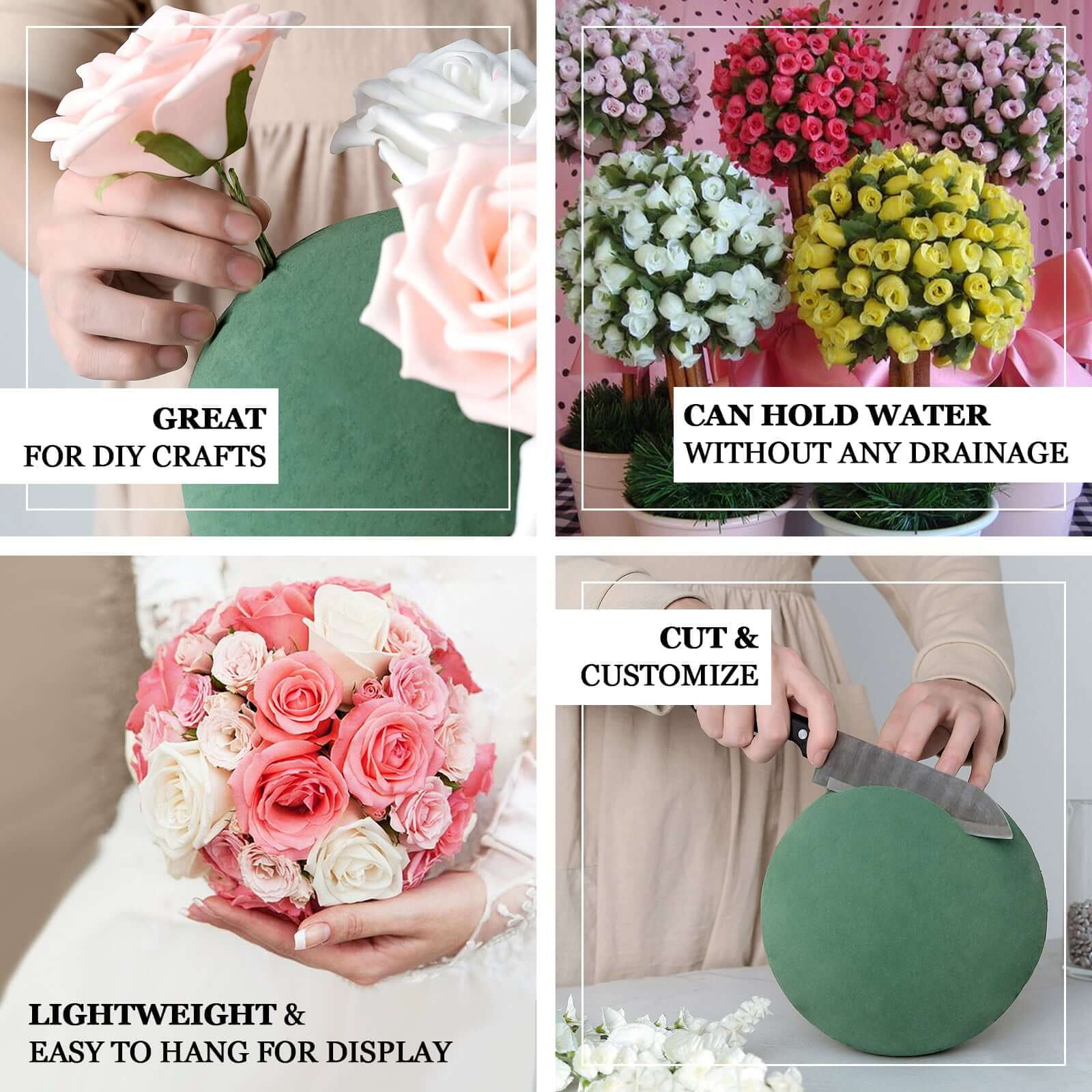 Efavormart Green DIY Flower Arrangements Craft Foam Ball, Smooth Floral Foam Ball 12"