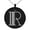 Black, variant on Stainless Steel Letter R Initial Metro Retro Monogram Engraved Small Medallion Circle Charm Pendant Necklace