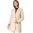 thumbnail image 3 of Abrigo Largo Abotonado De Manga Larga Con Solapa Con Muesca Clásica Invierno Para Mujer Beige XS, 3 of 6