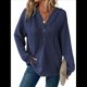 thumbnail image 3 of Sudadera con Capucha para Mujer, de Punto Gofre, Larga, Cordón Ajustable, Botones, Cuello en V, Informal, con Capucha Azul Marino S, 3 of 8