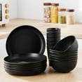 thumbnail image 5 of Bestdin Vertical Stripes Dinnerware Set for 8, 32-Piece Black Plastic BPA-Free Dinner Plates, Salad Plates, Cereal Bowls, Cups, Unbreakable Plates and Bowls Sets, Microwave and Dishwasher Safe, 5 of 6