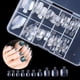 thumbnail image 1 of Cubierta completa de uñas postizas acrílicas, 100 piezas de uñas postizas francesas de 10 tamaños con caja, puntas de uñas postizas y decoración de pies de uñas para salón de uñas (100 piezas transparentes) Ormromra CZMR-ZC100, 1 of 7